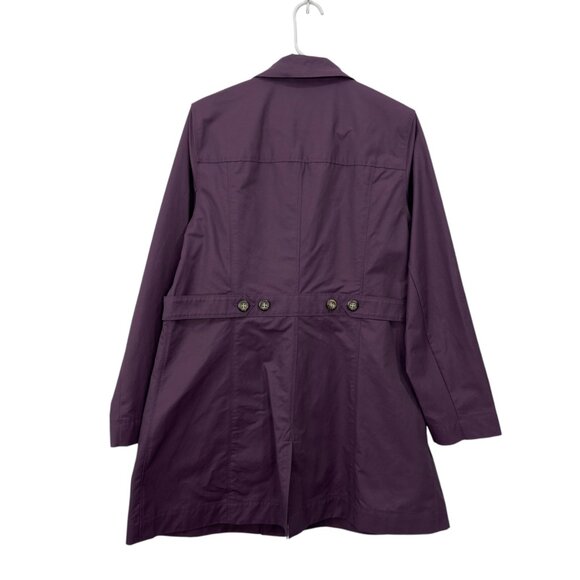 Eddie Bauer Womens Purple Trench Coat SZ L Button Closure Unlined Classic Style - Picture 7 of 11